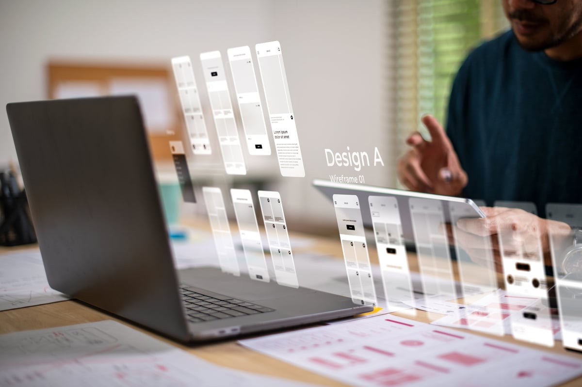 Web designer working on a website prototype